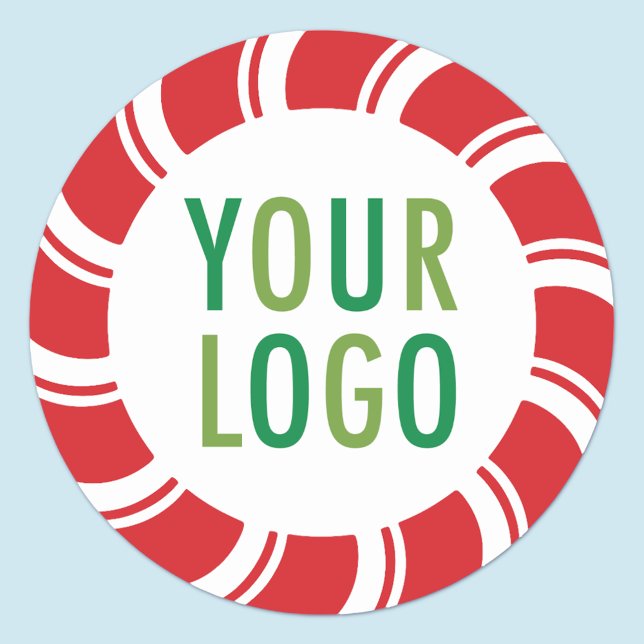 Christmas Holiday Stickers with Logo Peppermint (MISOOK Round Christmas Sticker with Logo)