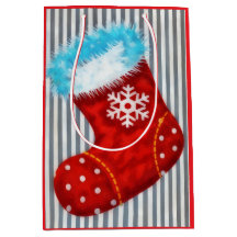 Christmas Holiday Stocking Art Medium Gift Bag