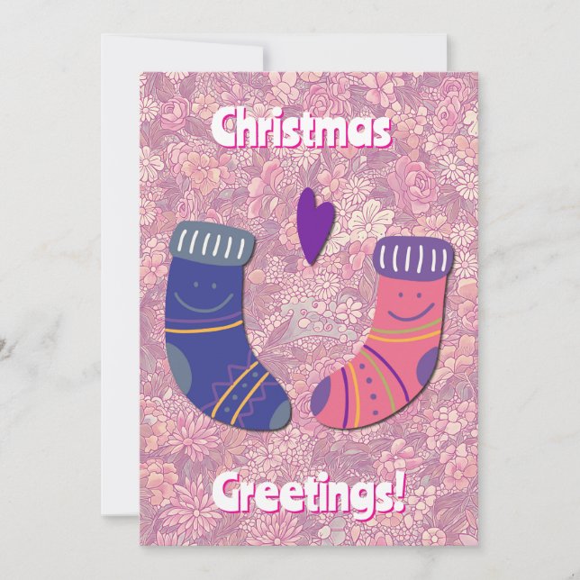 Christmas Holiday Stockings Card from a Couple (Front)