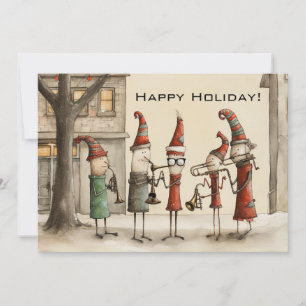 Christmas Holiday Street Musicians Greeting Card