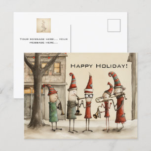 Christmas Holiday Street Musicians Postcard
