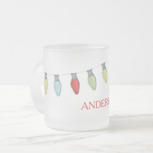 Christmas Holiday String Lights Fun Festive Simple Frosted Glass Coffee Mug