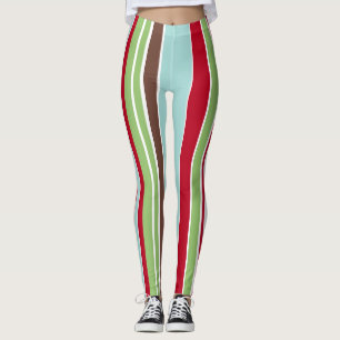Christmas Holiday Stripes, Vintage-Inspired Leggings