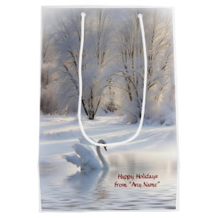 Christmas Holiday Swan Custom From Name Medium Gift Bag
