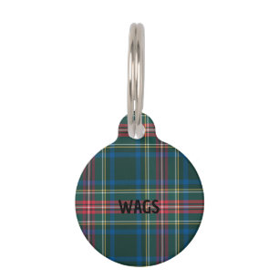 Christmas Holiday Tartan Plaid Pet Name Classic Tag