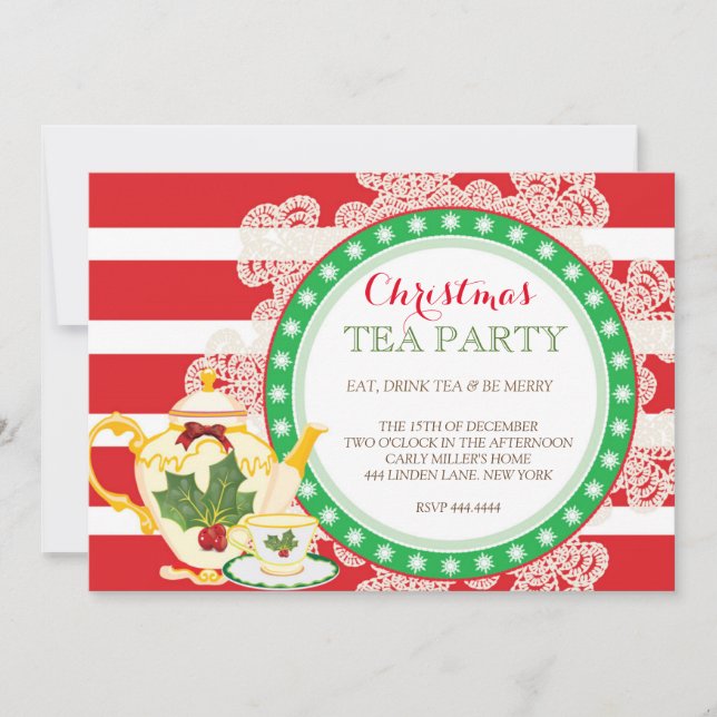 Christmas Holiday Tea Party Invitation (Front)