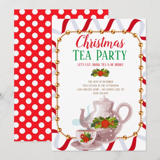 Christmas Holiday Tea Party Invitation (Front/Back)