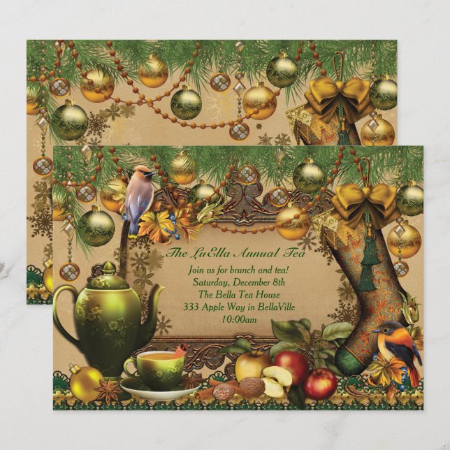 Christmas Holiday Tea Party Invitation (Front/Back)