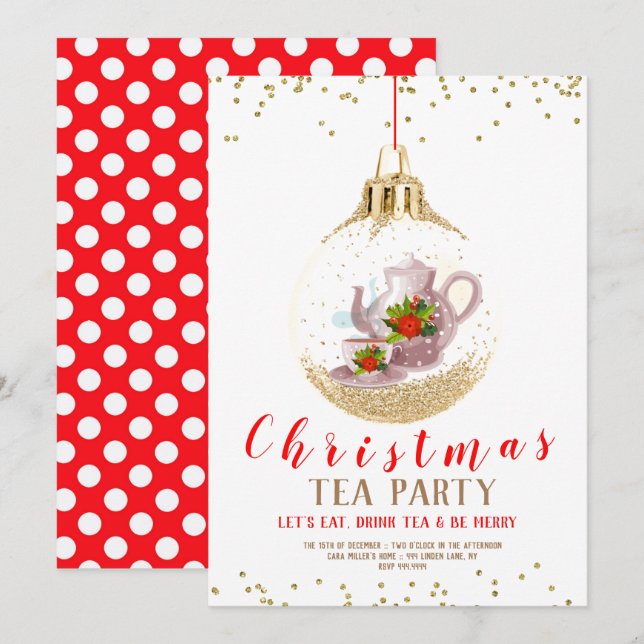 Christmas Holiday Tea Party Invitation (Front/Back)