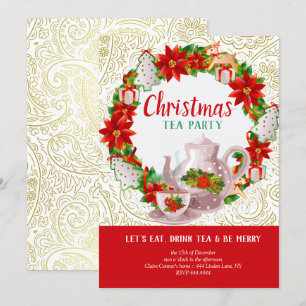 Christmas Holiday Tea Party Invitation