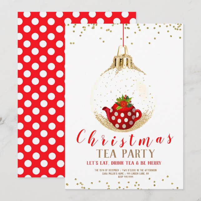 Christmas Holiday Tea Party Invitation (Front/Back)