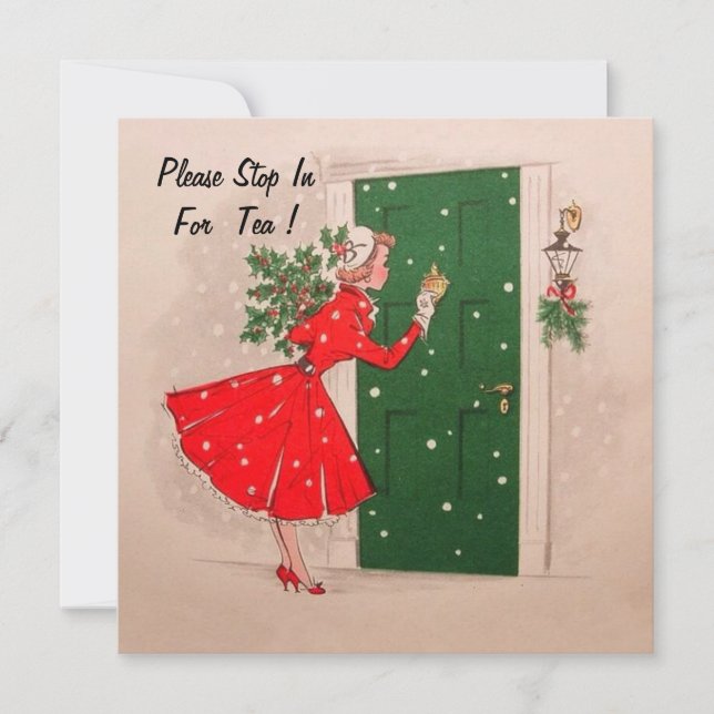 Christmas Holiday Tea Party Invitation. Invitation (Front)