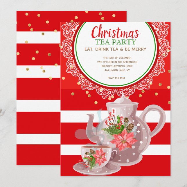 Christmas Holiday Tea Party Invitations (Front/Back)