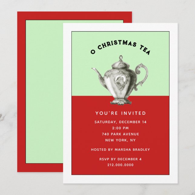 Christmas Holiday Tea Party Invitations (Front/Back)