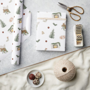 Christmas Holiday Theme Neutral Pine Gift Wrapping Paper