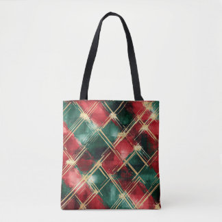 Christmas Holiday themed Red and Gold Tote Bag