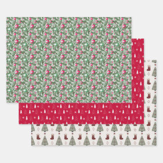 Christmas Holiday Three Pack Wrapping Paper Sheet