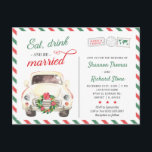 Christmas Holiday Travel Red Wedding Invitation Postcard<br><div class="desc">Customisable Christmas wedding invitation postcard in red and green. Please note that the invite can be used as an actual postcard and doesn't need to be mailed in an envelope.</div>