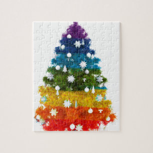 christmas holiday tree colours happy joy jigsaw puzzle