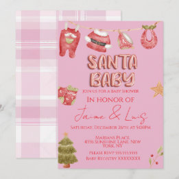 Christmas Holiday Tree Santa Baby Shower Invitation