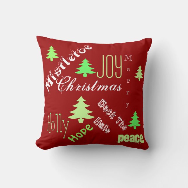 Christmas holiday tree wishes cushion (Front)