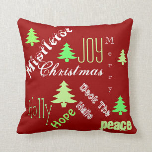 Christmas holiday tree wishes cushion