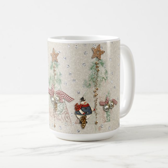 Christmas Holiday - Trees & Snowmen Coffee Mug (Front Right)
