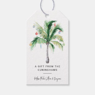 Christmas Holiday Tropical Palm Tree Coastal Gift Tags