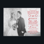 Christmas Holiday Typography Photo Postcard<br><div class="desc">Save money this year by sending family photo postcards; you'll save on the cards themselves,  postage costs and no envelopes needed.  This typography overlay is great for a light photo.  More colours available to work with a dark photo.</div>