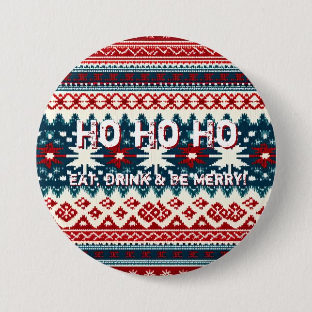 Christmas Holiday Ugly Sweater Party 7.5 Cm Round Badge (Front)