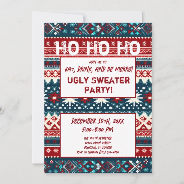 Christmas Holiday Ugly Sweater Party Invitation (Front)