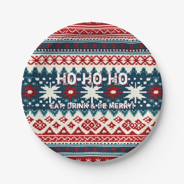 Christmas Holiday Ugly Sweater Party Paper Plate (Front)