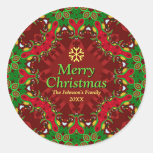 Christmas Holiday Vibe Family Wreath Classic Round Sticker
