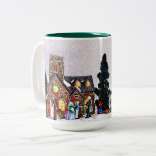 Christmas Holiday Village Scene Two-Tone Coffee Mug