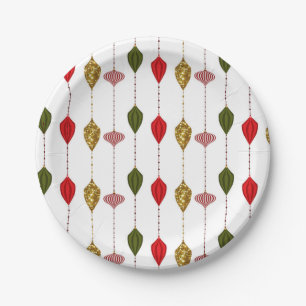 Christmas Holiday Vintage Modern Glam Ornaments Paper Plate