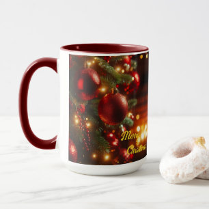 Christmas Holiday Vintage Red Ornaments Mug