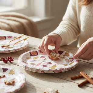 Christmas Holiday Vintage Retro Decorations Bauble Paper Plate