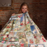 Christmas Holiday Vintage Santa Postcard  Fleece Blanket<br><div class="desc">This design may be personalised by choosing the Edit Design option. You may also transfer onto other items. Contact me at colorflowcreations@gmail.com or use the chat option at the top of the page if you wish to have this design on another product or need assistance with this design. See more...</div>