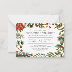 Christmas Holiday Watercolor Berries Mistletoe Card