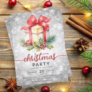 Christmas Holiday Watercolor Company Snow Silver Invitation