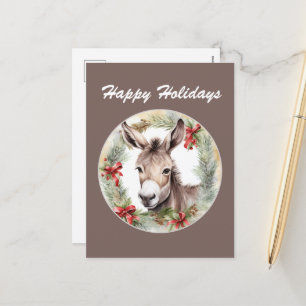 Christmas Holiday watercolor donkey add text