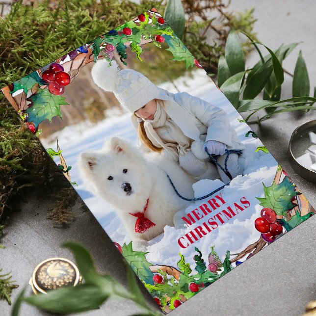 Christmas Holiday Watercolor Floral Wreath Photo (Creator Uploaded)