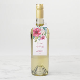 Christmas Holiday Watercolor Flowers Bottle Tag