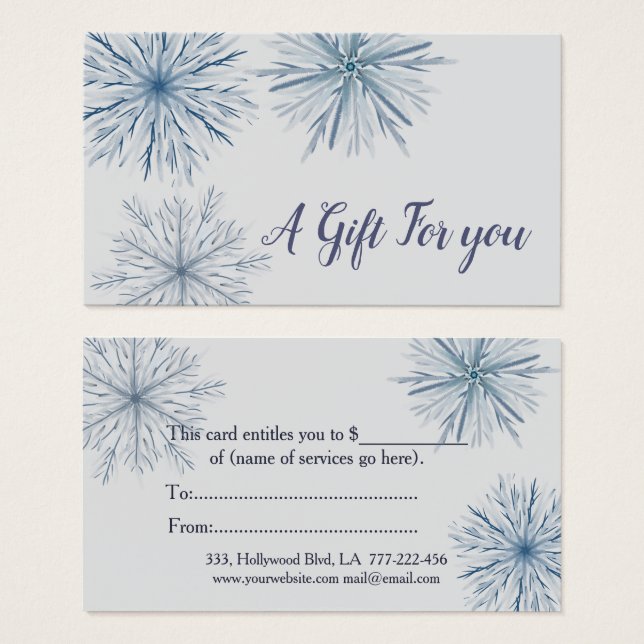 Christmas/holiday watercolor snowflakes (Front & Back)