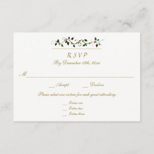 Christmas Holiday Wedding 3 Entree RSVP Response
