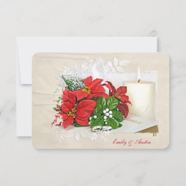 Christmas holiday wedding RSVP Invitation (Front)