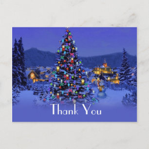 Christmas holiday wedding thank you postcard. postcard