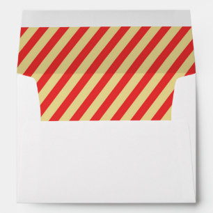 Christmas Holiday Whimsical Red Gold Striped Envelope