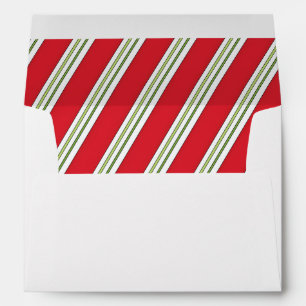 Christmas Holiday Whimsical Red Green Striped Envelope