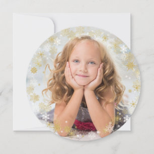 Christmas Holiday - White & Gold Snowflake Frame Card